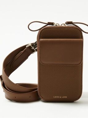 Love & Lore Brown Pebbled Crossbody Phone Bag